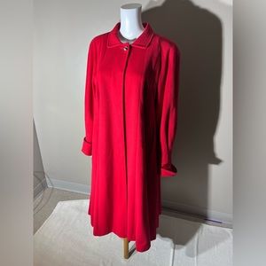 VINTAGE Mallia Cashmere Wool Red Panel Flowing Lined Maxi Full Length Coat